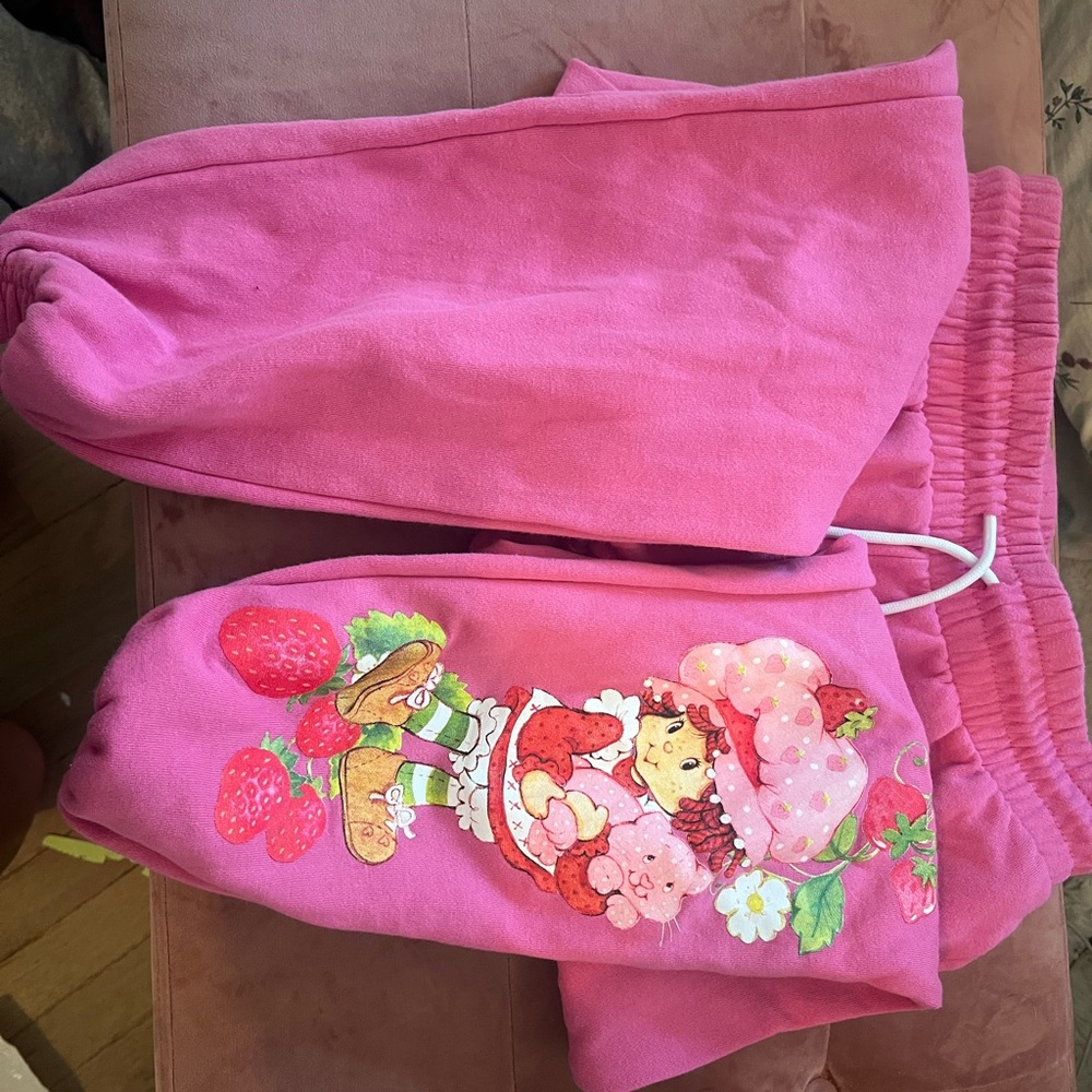 Pink Kids Sweatpants with Cartoon Print